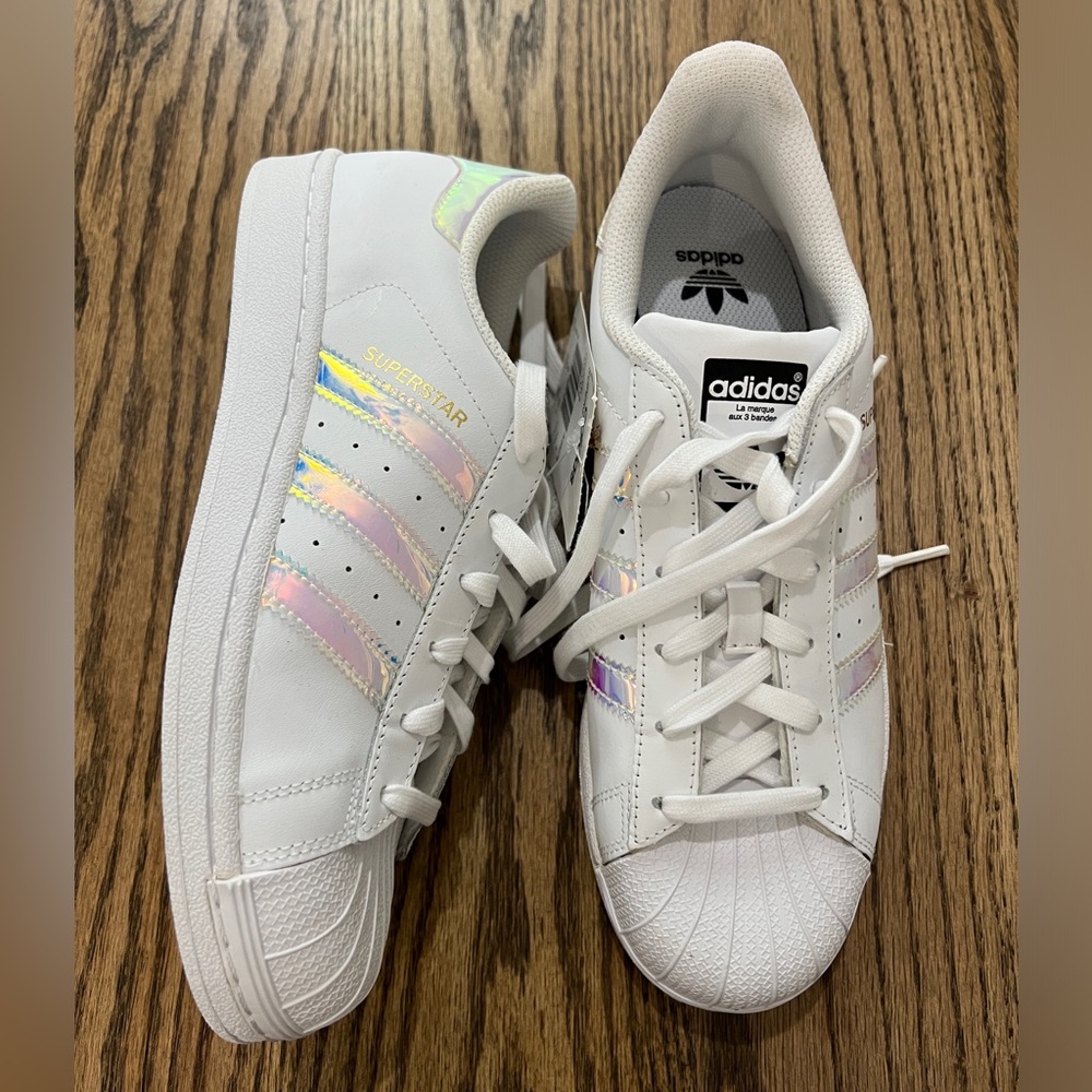 Adidas Superstar J BNWT Iridescent Metallic Stripes